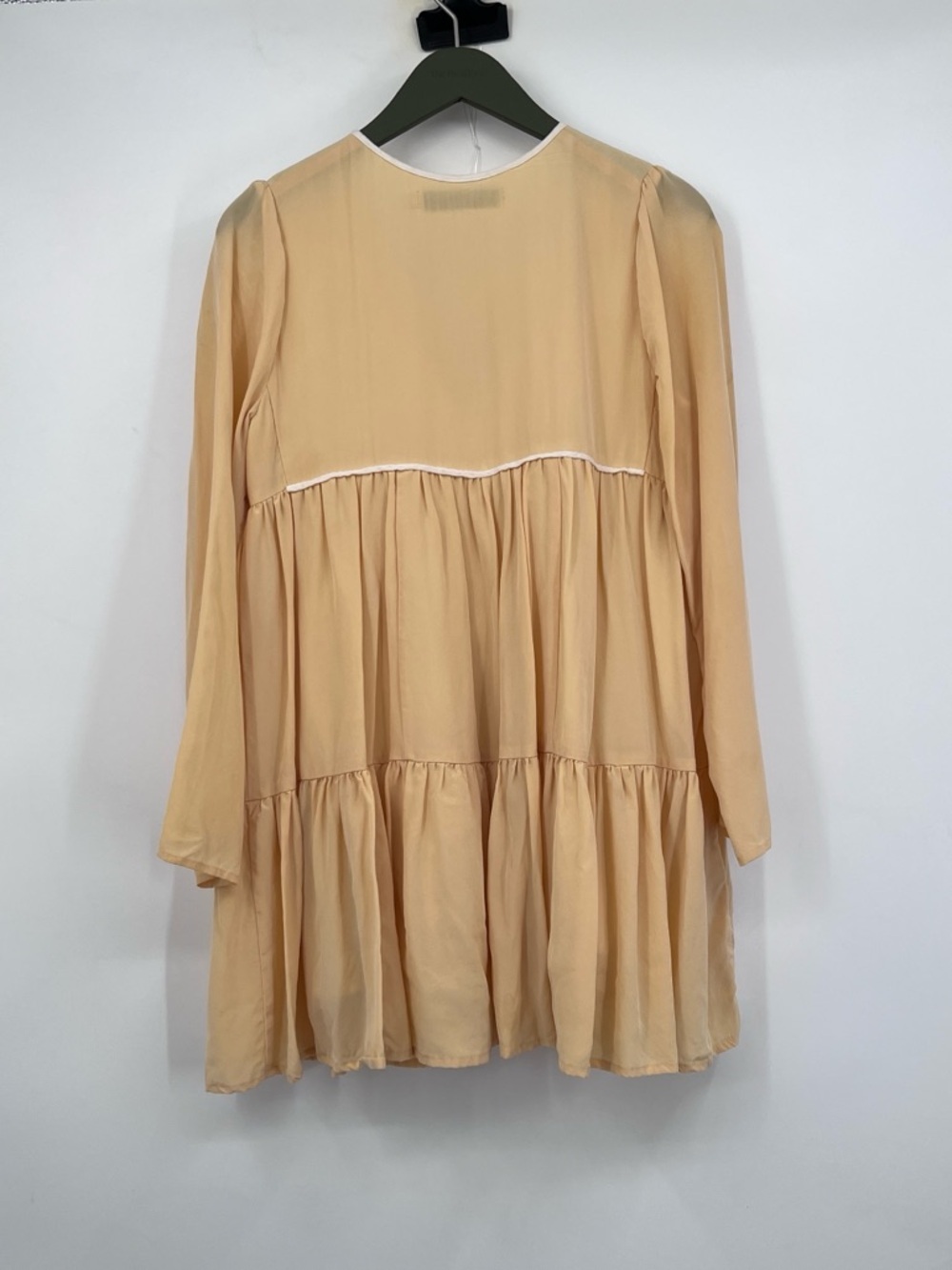 Christy Dawn XS / Small Light Yellow Tiered Long Sleeve Mini Phoenix Dress - Picture 4 of 9